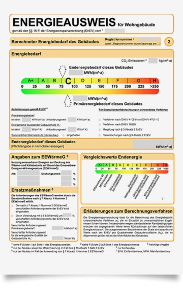 Beispiel für einen Energieausweis