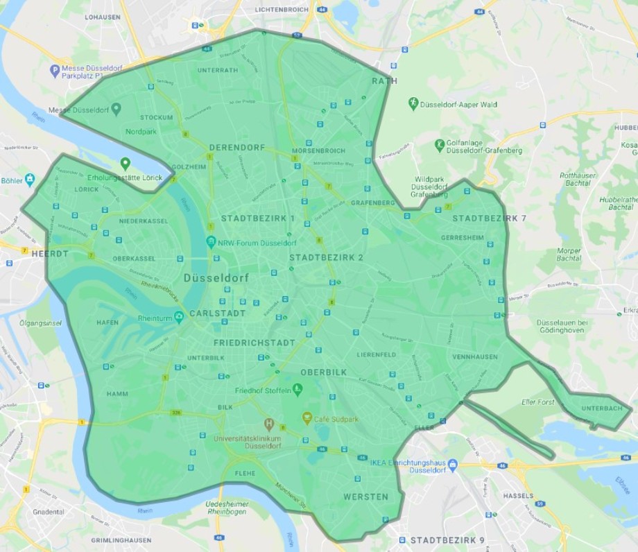 Das Geschäftsgebiet von CleverShuttle