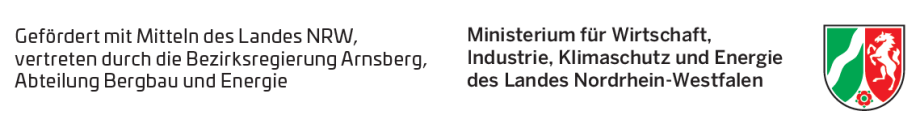 Gefördert mit den Mitteln des Landes NRW, vertreten durch die Bezirksregierung Arnsberg, Abteilung Bergbau und Energie