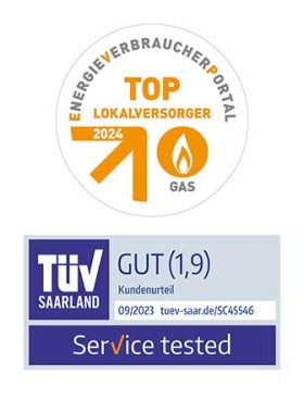 Ausgezeichneter Service: TÜV und Top-Lokalversorger Siegel Erdgas