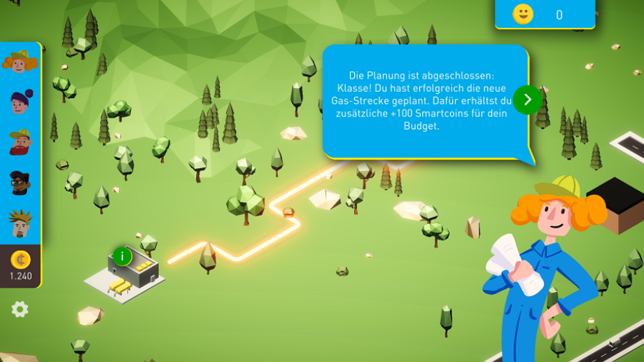 In der Smart Grid Heros App die Gasanschlüsse planen. 