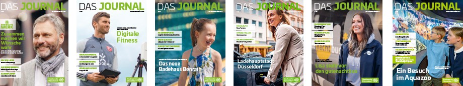 Die vergangenen Ausgaben des journal, dem Kundenmagazin der Stadtwerke Düsseldorf