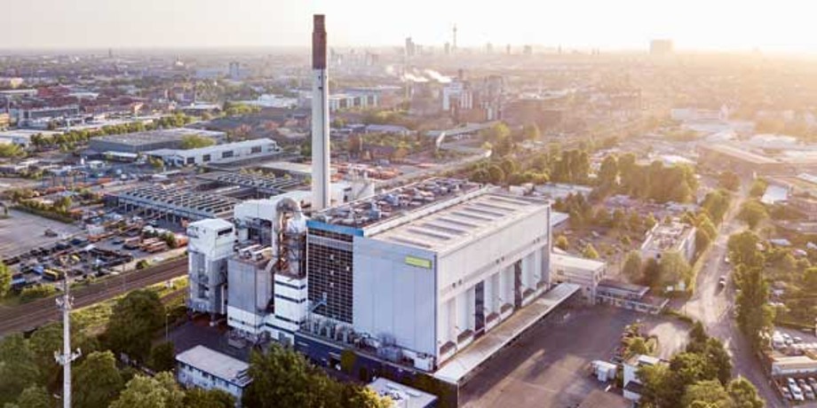 Blick auf die Müllverbrennungsanlage Flingern.