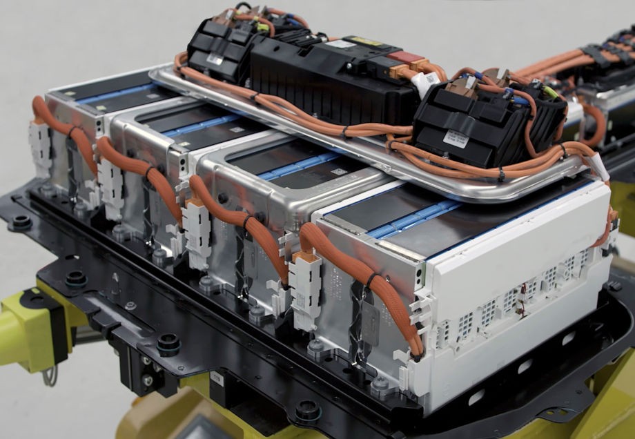 Nahaufnahme einer Lithium-Batterie für ein Elektrofahrzeug